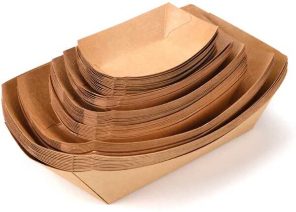 50PCS Heavy Duty Disposable Kraft Brown Paper Food Trays