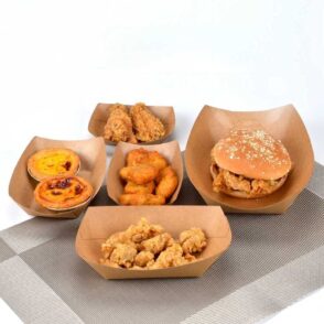 50PCS Heavy Duty Disposable Kraft Brown Paper Food Trays