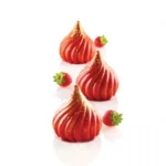 Red glazed architectural desserts made with the Silikomart Russian Tale 125 mould