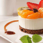 Decorated miniature dessert made with the Silikomart SF027 mould