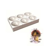 Six white Silikomart Zuccotto 180 half-sphere moulds with support tray