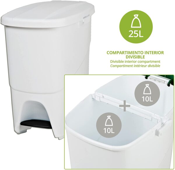 ECOLOGIC PEDALBIN 25 L. WHITE DENOX