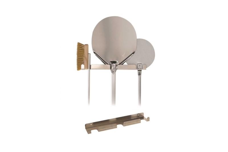 GI Metal ACH-PP wall-mounted pizza peel rack holding three long-handled pizza tools