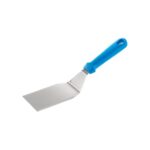 GI Metal rectangular stainless steel pizza server with blue plastic handle