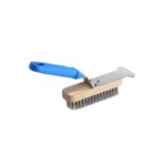 GI Metal compact grill brush with steel bristles and scraper