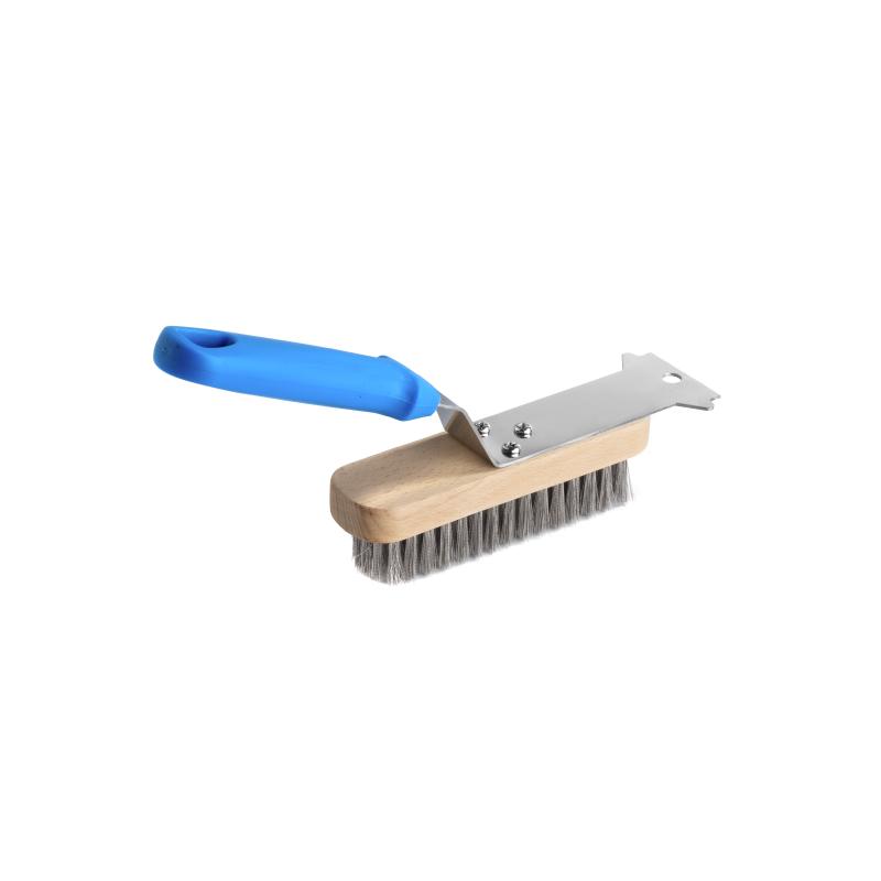 GI Metal compact grill brush with steel bristles and scraper