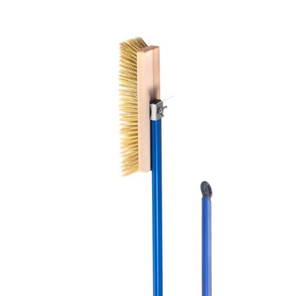 GI Metal brass bristle oven cleaning brush with scraper and 150 cm blue handle