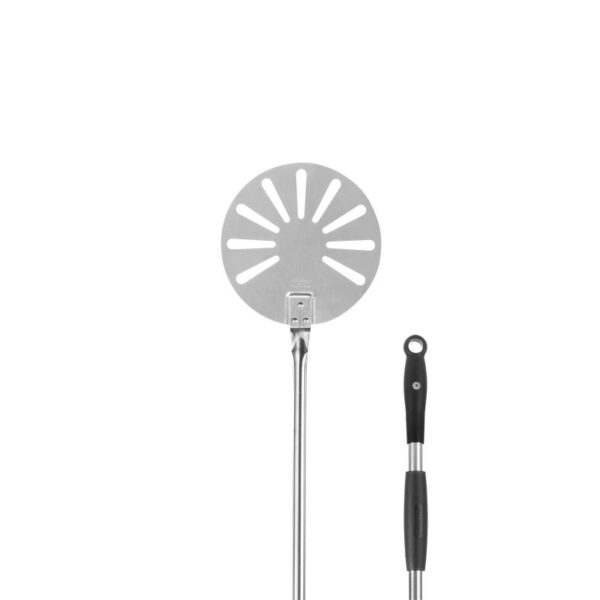 GI Metal perforated stainless steel pizza peel, 23 cm head with 120 cm handle