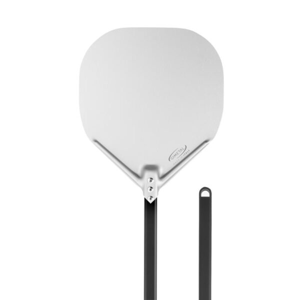 GI Metal pizza peel with rounded 32×32 cm aluminum head and 60 cm black handle