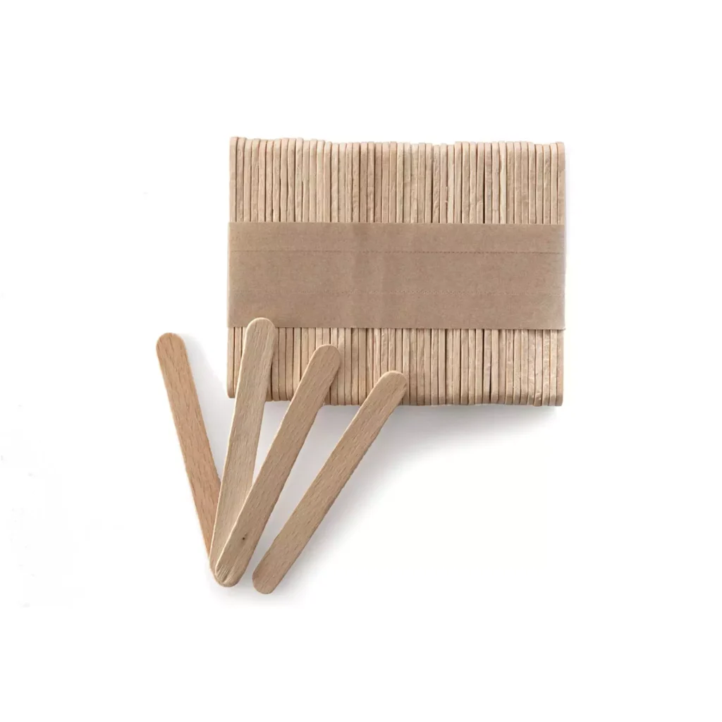 Pack of natural beechwood mini ice cream sticks with rounded ends