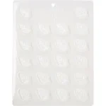 Transparent Silikomart 9013034 chocolate mould with twenty-two leaf-shaped cavities