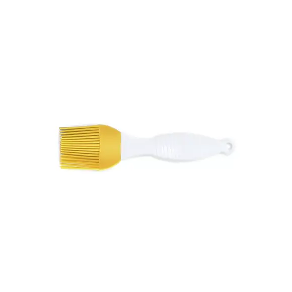 Silikomart ACC023 yellow silicone pastry brush with 210 mm white plastic handle