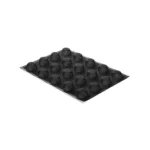 Raised side of the black Silikomart Air Plus 18 mould with twenty round microperforated forms