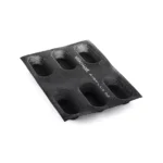 Black Silikomart Airplus 03 mould with six microperforated mini plumcake cavities
