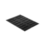 Black Airplus 11 mould showing sixteen raised elongated microperforated éclair forms