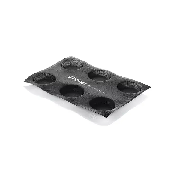 Black Silikomart Airplus 14 mould with six round microperforated cavities