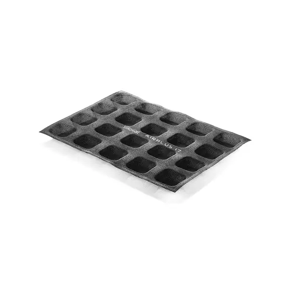 Black Silikomart Airplus 17 mould with twenty square microperforated cavities