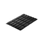 Raised side of the black Silikomart Airplus 32 microperforated mould with 24 oblong forms