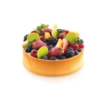 Round fruit tart with crisp straight pastry sides made using a Silikomart Airplus Strip