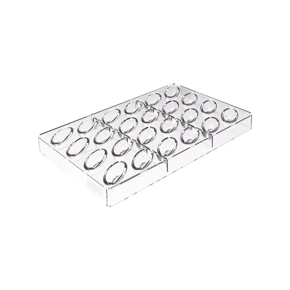 Transparent Silikomart CH042 Sogno-P Tritan mould with 24 tapered praline cavities