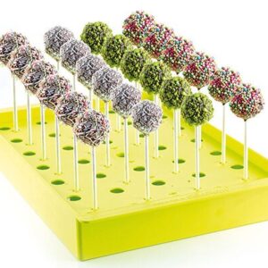 Fluo Green Silikomart Espogel Up Mini stand displaying decorated desserts on sticks