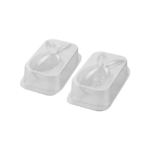 Two transparent Silikomart Lucky Bunny thermoformed mould halves for creating a three-dimensional chocolate rabbit