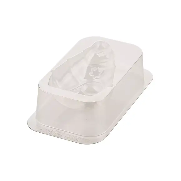 Transparent complementary back mould half from the Silikomart Martino two-piece chocolate gnome kit