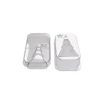 Two transparent Silikomart thermoformed mould pieces for creating a three-dimensional Winter Tree chocolate figure
