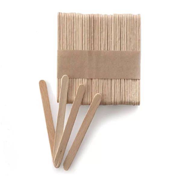 Pack of natural beechwood ice cream sticks measuring 113 × 10 × H2 mm