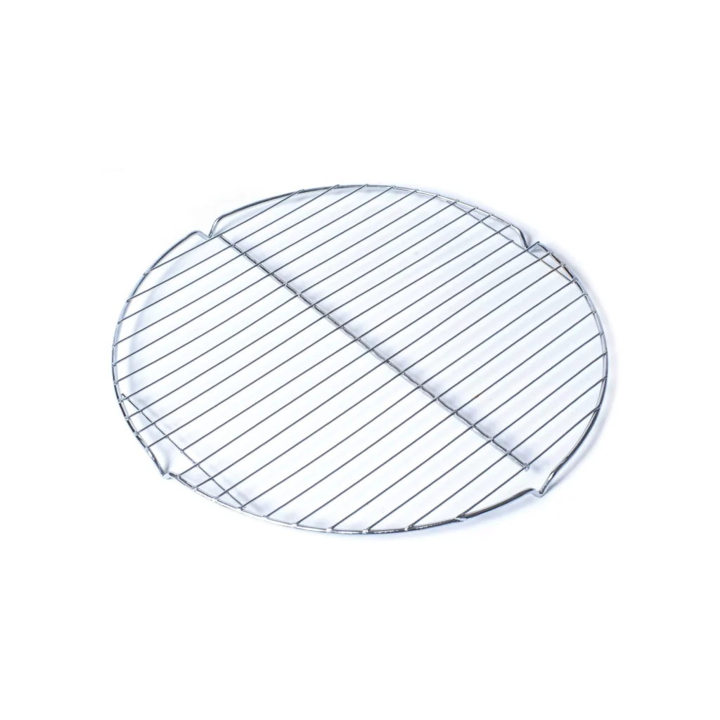 Round stainless steel cooling grid measuring 300 mm with raised supports